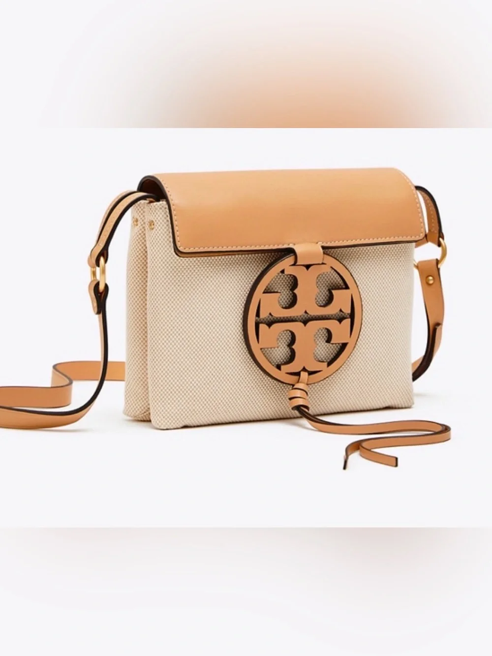 Authentic Tory Burch Miller Canvas Leather Crossbody